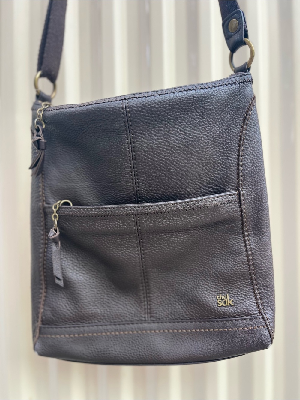 The Sak Brown Pebbled Leather Iris Crossbody Bag